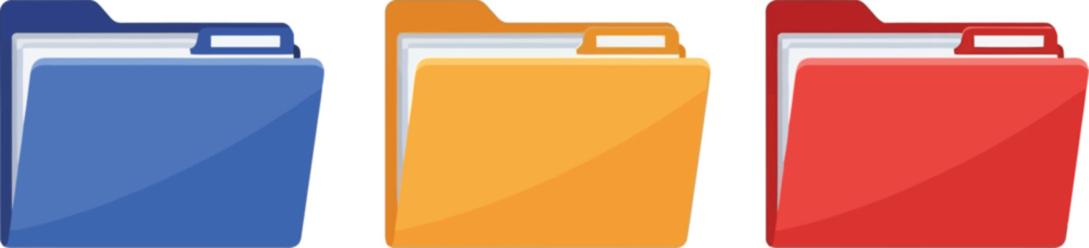 Three colorful file folders arranged in a row representing organization