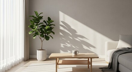 Cozy modern interior with soft sunlight