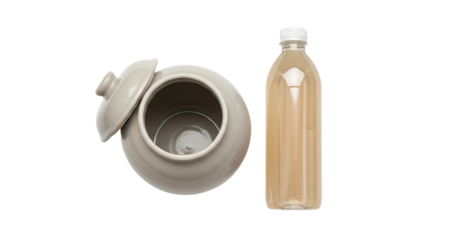 Glass Bottle and Opened Jar for Storage.