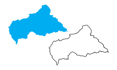 Central African Republic country map. Map in various outline and blue silhouette styles