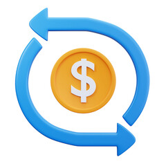 Obraz premium 3D Dollar Coin Blue Circular Flow