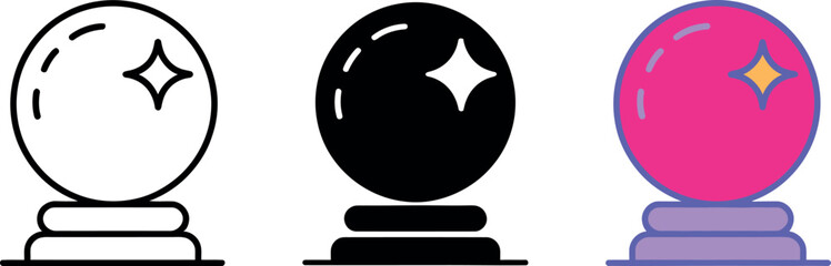 Obraz premium Magical crystal ball set in three designs providing insight and future telling