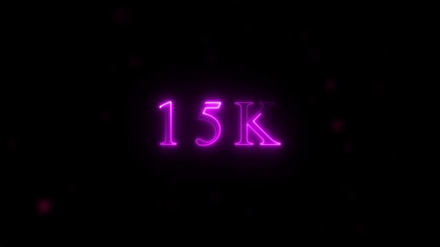  congratulations for neon 15k Follower neon Text Animation. media, celebration social banner vector, 15k template, like, 15k follower business congratulation anniversary, blog card, icon, thank you..