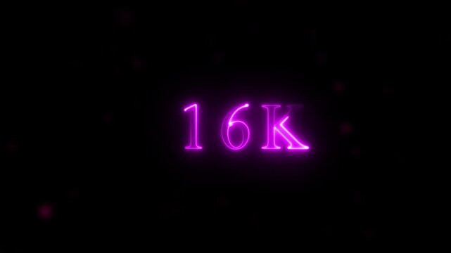  congratulations for neon 16k Follower neon Text Animation. media, celebration social banner vector, 16k template, like, 16k follower business congratulation anniversary, blog card, icon, thank you..