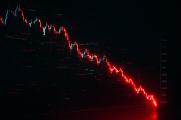 Dynamic stock market crash with red candlesticks showing steep decline