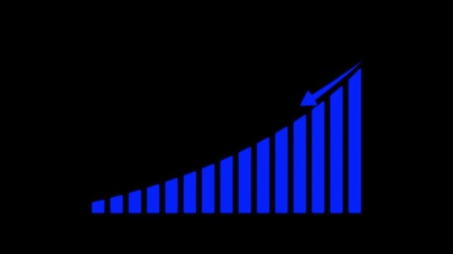 Falling Chart with Arrow Animation, Animated Financial Crisis Chart with Trend Line Graph, Down business graph icon animation on black background.footage of Graph showing fluctuate downward trend.4k