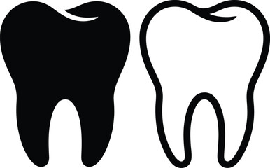 Dental vector icon of an isolated human tooth silhouette on a white background for health and care design