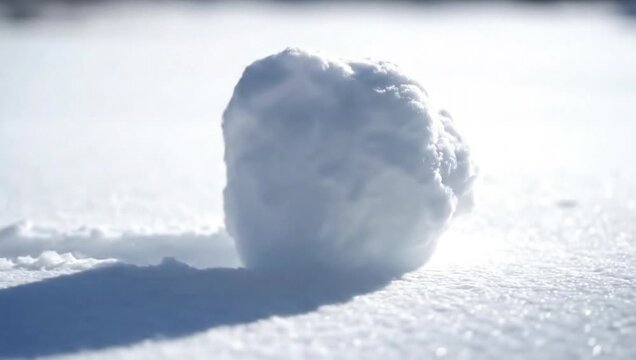 Snowball Rolling on a Sunny Winter Day.