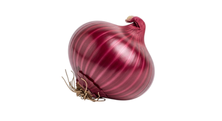 Fresh red onion isolated on transparent background, a flavorful and versatile vegetable, known for its vibrant color and culinary uses