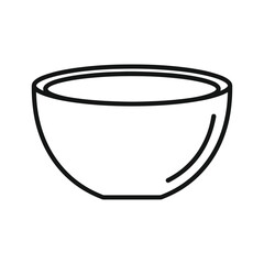 Empty serving bowl line art icon illustration, simple kitchenware graphic for food preparation, eating, dining concepts