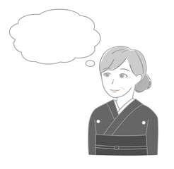 考えている喪服のシニア女性