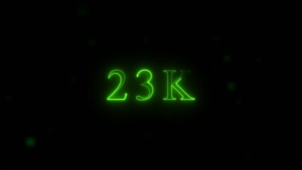  congratulations for neon 23k Follower neon Text Animation. media, celebration social banner vector, 23k template, like, 23k follower business congratulation anniversary, blog card, icon, thank you..
