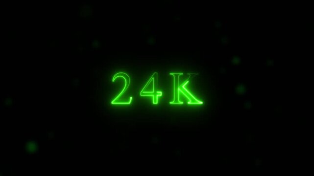  congratulations for neon 24k Follower neon Text Animation. media, celebration social banner vector, 24k template, like, 24k follower business congratulation anniversary, blog card, icon, thank you..