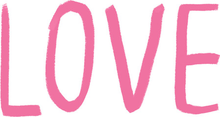 Hand-Drawn LOVE Text – Pink Brush Lettering Word Art for Cute Cards, Stickers, Posters, and Valentine Designs