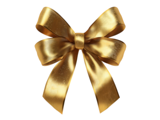 Gleaming golden ribbon tied into a decorative bow festive, Isolated, Png Transparent Background