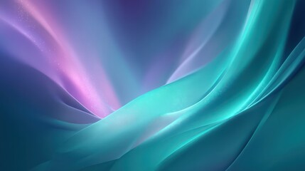 A luminous abstract aurora swirls across a seamless night gradient glowing in hues of turquoise and pink Subtle