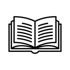 Open book outline icon representing education, knowledge, learning, reading, literature, study, and academic concepts.
