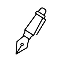 Elegant fountain pen line art icon. classic writing instrument symbol for professional communication and signature design