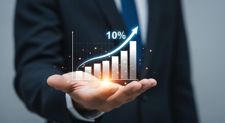 Business growth chart with upward trend graph financial