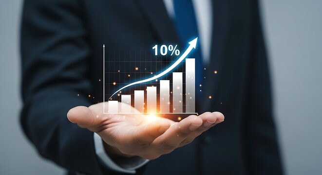 Business growth chart with upward trend graph financial