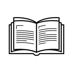 Open book outline icon representing knowledge, education, learning, reading, study, literature, and information access.