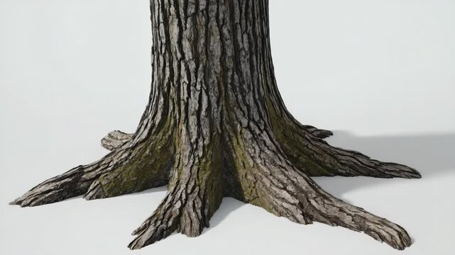 A split mossy tree trunk in a woodland setting.