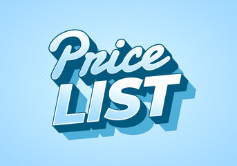 Price list. Modern blue typography with bold style