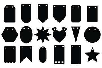 Blank Tag Shape Silhouette Icon Bundle
