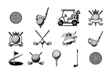 Vintage Golf Logo and Emblem Icon Set