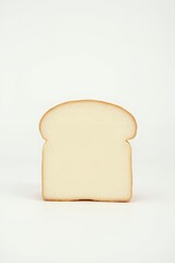 One perfect slice of fluffy white sandwich bread standing upright, ready for breakfast toast or a stacked lunch, on a clean white backdrop