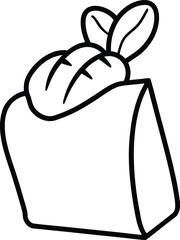 Bakery Paper Wrap Line Art with Transparent Background