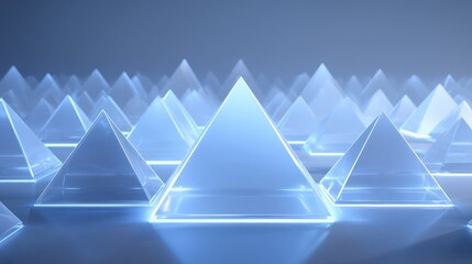 A seamless tessellation of glowing crystal pyramids repeating symmetrically pyramid sharp noise-free ultra-detailed and shadowed with precision Subtle