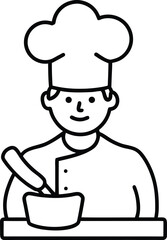 Chef Carving Station Line Art Transparent Background