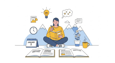 Mindful Journaling Illustration &ndash; Inspiration, Ideas and Relaxation