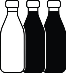 Cold Pressed Juice Bottles Line Art Transparent Background