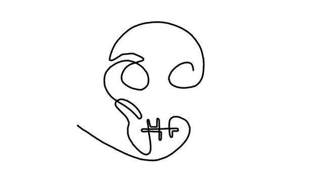 Continue line animation of skull