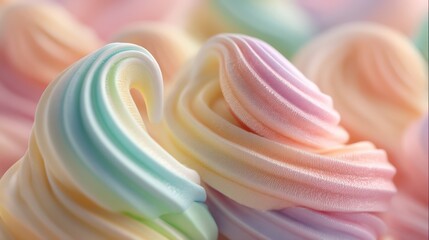 A soft candy-like background pastel swirls resembling spun sugar The composition remains uncluttered focusing on symmetrical spiral textures