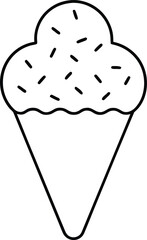 Ice Cream Cone With Sprinkles Line Art Transparent Background