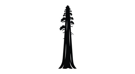 Striking black silhouette of a majestic tall tree, with its iconic trunk and sparse crown, against a stark white backdrop.