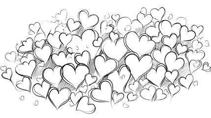 Sketchy hand-drawn hearts illustration. Romantic doodle background for love, Valentine's Day, weddings, and abstract design.