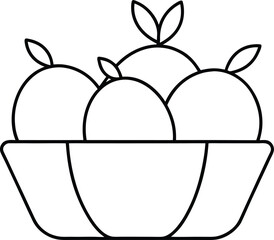 Orchard fruit baskets line art transparent background