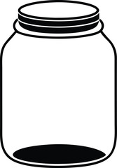 Reusable glass jar line art transparent background