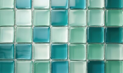 Aqua and teal glass mosaic tiles texture background