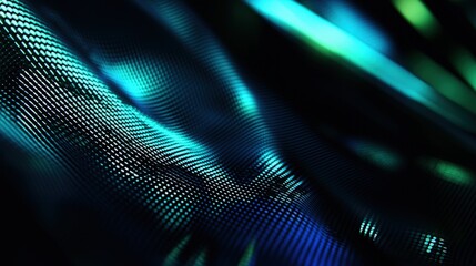 Abstract digital design with glowing teal and turquoise patterns.