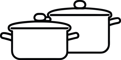Stove Top Cooking Pots Line Art Transparent Background