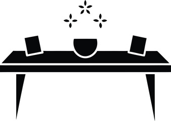 Table Name Card and Flowers Line Art Transparent Background