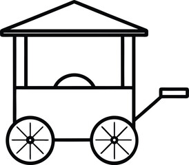 Thai Pad Thai Cart Line Art Transparent Background