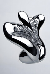 3D Rendered Abstract Flowing Metallic Shape
