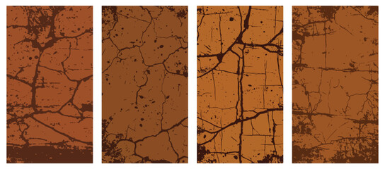Four brown grunge textures in a vertical format, perfect for backgrounds and graphic design projects