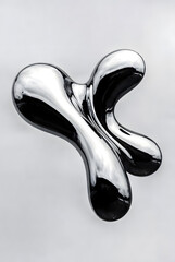 3D Rendered Abstract Flowing Metallic Shape